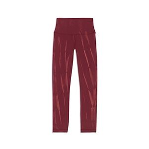 Lululemon Wunder Train High-Rise Crop in Sun Bleached Wash Red Merlot
